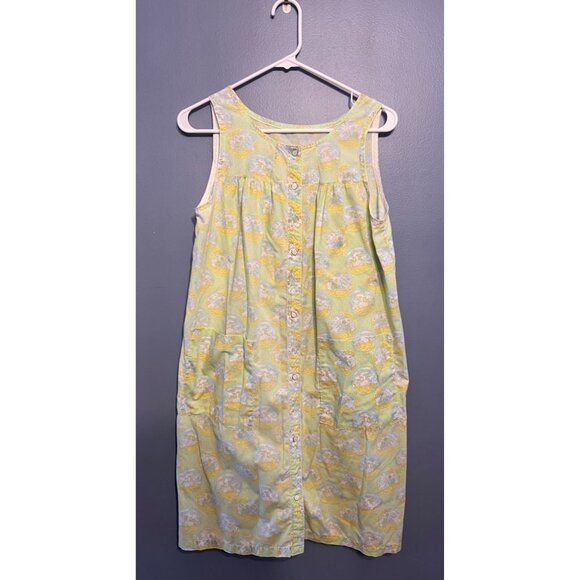 Vintage Montgomery Ward Tank House Dress/Mumu With Snap Buttons & Pockets Size S - Picture 1 of 12